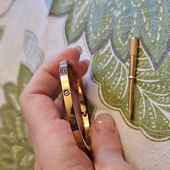 Bracelet 18k Rose Gold Filled Slim Model Version Screw Bangle Love - Picture 10 of 11